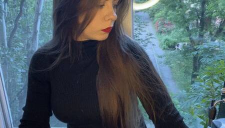 Red matte lipstick cigarette and coffee