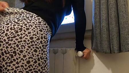 Stepmom gets fucked while looking out the window