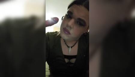 Hotel room sissy dildo fun