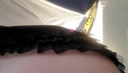 Krystall Cox riding a huge dildo then inserting the lube botle