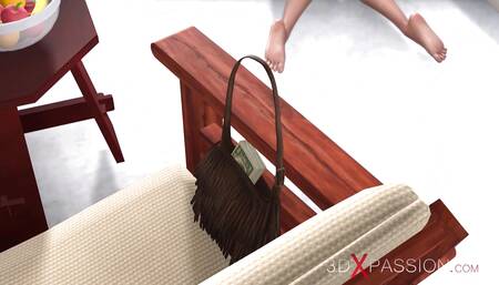 Dwarf pervert fucks hard a young girl in an expensive villa on the sea