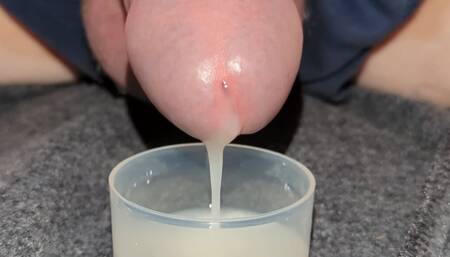 Extreme Closeup Huge Thick Load of Cum Edged Out Into Cup and Swallowed