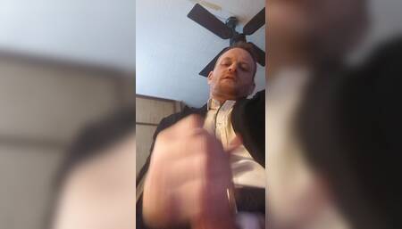 DADDY STROKES HIS COCK  AND CUMS ALL OVER PRETTY LITTLE FUCKSLUT FACE