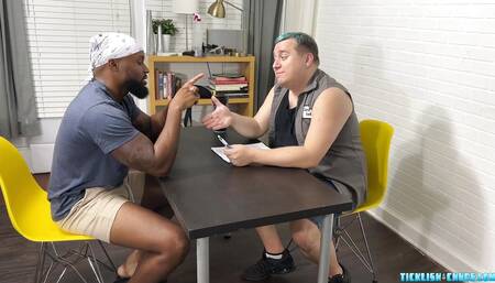 Bound black jock Dallas endures foot worship and tickling