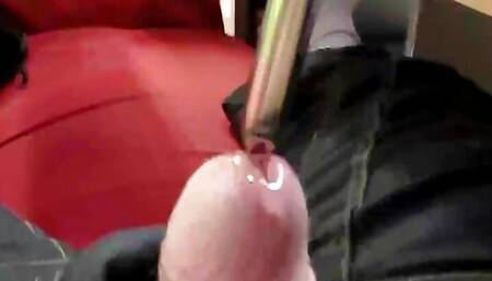 Sounding my 18yo little dicky with 10mm thick rod