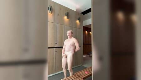Jerking off in locker room naked