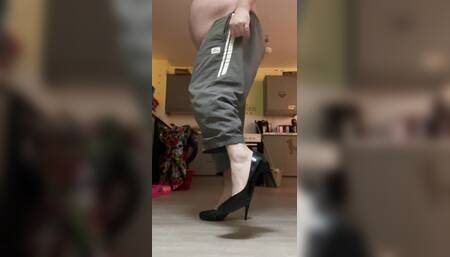 Walking in black patent heels (3)