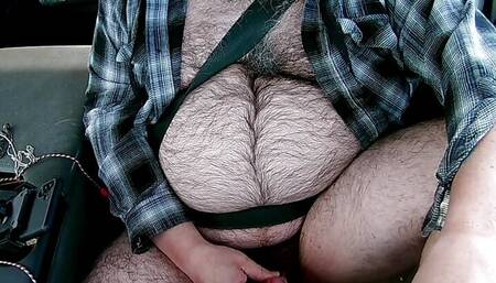 Hairy Bear Monkey Mingo Driving Naked and Masturbating
