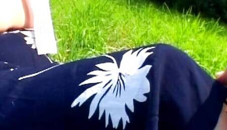 An amazing German blonde riding a hard dick in the field