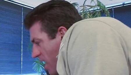 Blond whore deep-throats and gets banged