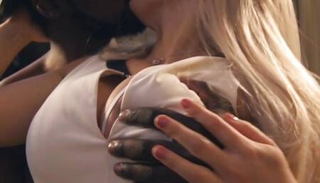 Interracial sex of a blonde and an African guy