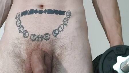 Showing dick while working out