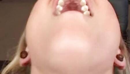 Offering to have intense anal sex and to deepthroat gets the blonde out of trouble