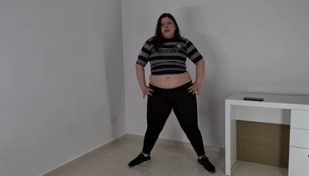 Stretching belly fetish