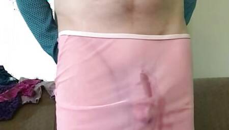 I cum in my sheer pink skirt