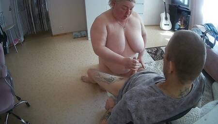 naked mother-in-law with big tits sucks my dick