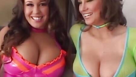 Two Stunning Babe with Massive Tits Play with Dildos and Gove Great Tit Fucks