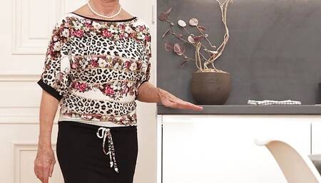 Horny Blonde Granny From Prague Masturbating in the Kitchen