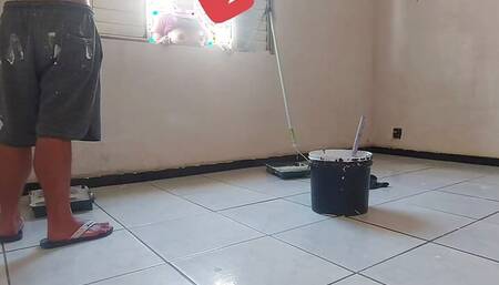 I couldn't stand it and had sex with the painter's big cock, the greedy bastard left my pussy all cummed