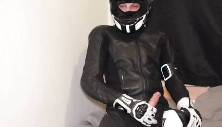I wank and cum on my boots in my biker gear