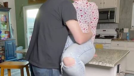 Fuck Your Dinner Date Tied up on the Counter and Cum All Over Her Feet