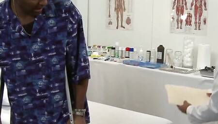She Is a Doctor and Is Checking Her Patients Massive Black Cock with Her Mouth