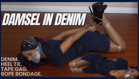Damsel In Denim: HEEL TIED, TAPE GAGGED & HELPLESSLY HOGTIED IN 4K