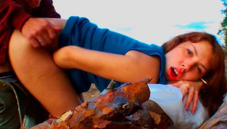 A young couple travels and fucks wherever they can