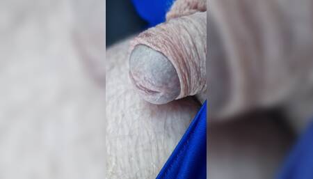 Cock peeking out from my shorts - commando style - with a commentary