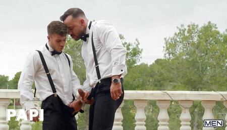 Allen King Kneels Down To Greedily Suck On Sir Peter's Long, Thick Dick Before Taking A Ride On It - PAPI