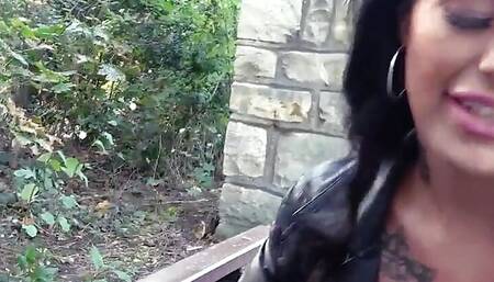 Busty amateur Latina MILF fucked in public action outdoor