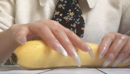 Asian Goddess Playing with Bananas