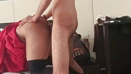 Hornie Stepmom is training her addict stepson to fucking