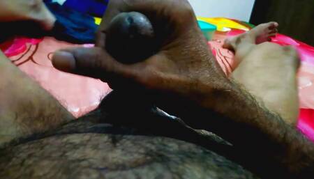 Mastrubation dick jerk bedroom