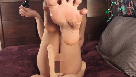 Footjob with torso toy