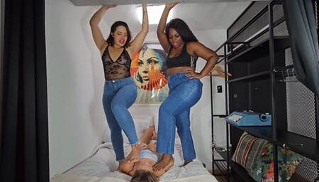 SITTING WITH ALL OUR WEIGHT ON THE SLAVE'S FACE - BY THAY FLORES AND RUBY - PART 1