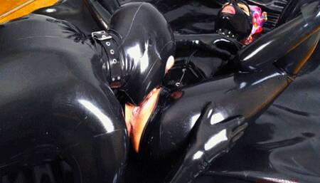 Sex with latex girl pussy eating doggystyle having huge orgasm v153