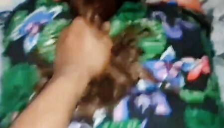 Blindfolded in maid outfit polishing clean Big Black Cock gagging deepthroat