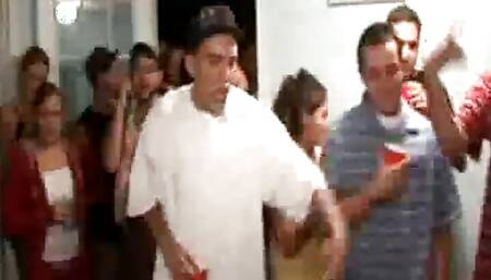 Frat party coed whore is fucked in missionary