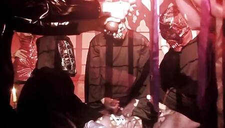 Three Blonde Sex Bombs Are Fucked by Some Ripped Masked Guys in a BDSM Dungeon