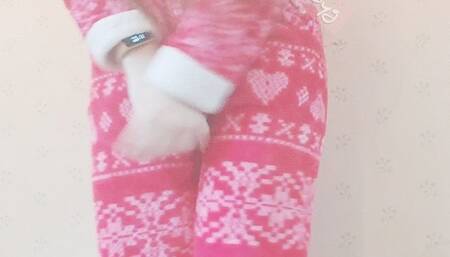 Cheeky baby in Christmas long onesie