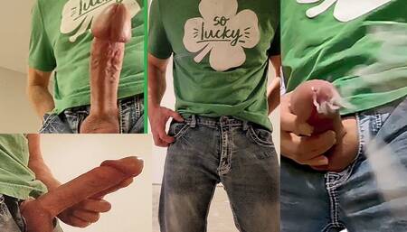 Big cock shoots off a huge cumshot at work