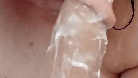 Shower time soapy tits