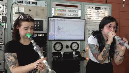 Mia and Rae Exercise Their Lungs With Some Airship Balloons (MP4 - 720p)