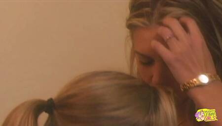 Two Horny Blondes Hide in the Bathroom to Lick Each Others Wet Pussies