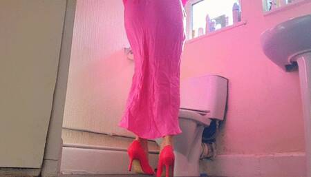 Long Pink Dress Reading