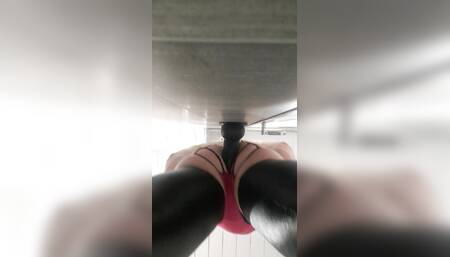 Sissy Femboy Fucks Big Butt with 10 Inch BBC Dildo in Pink Panties