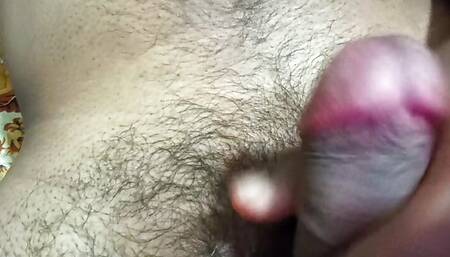 Indian village boy with pink dick head, Cumshot on bed sheet