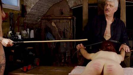 Pain Slut Canes Her Close Friend on Pussy