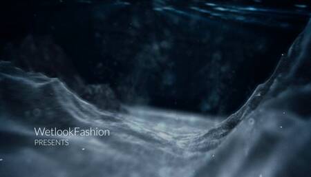 Reyna Relaxing in the Pool Wearing a Red Satin Dress